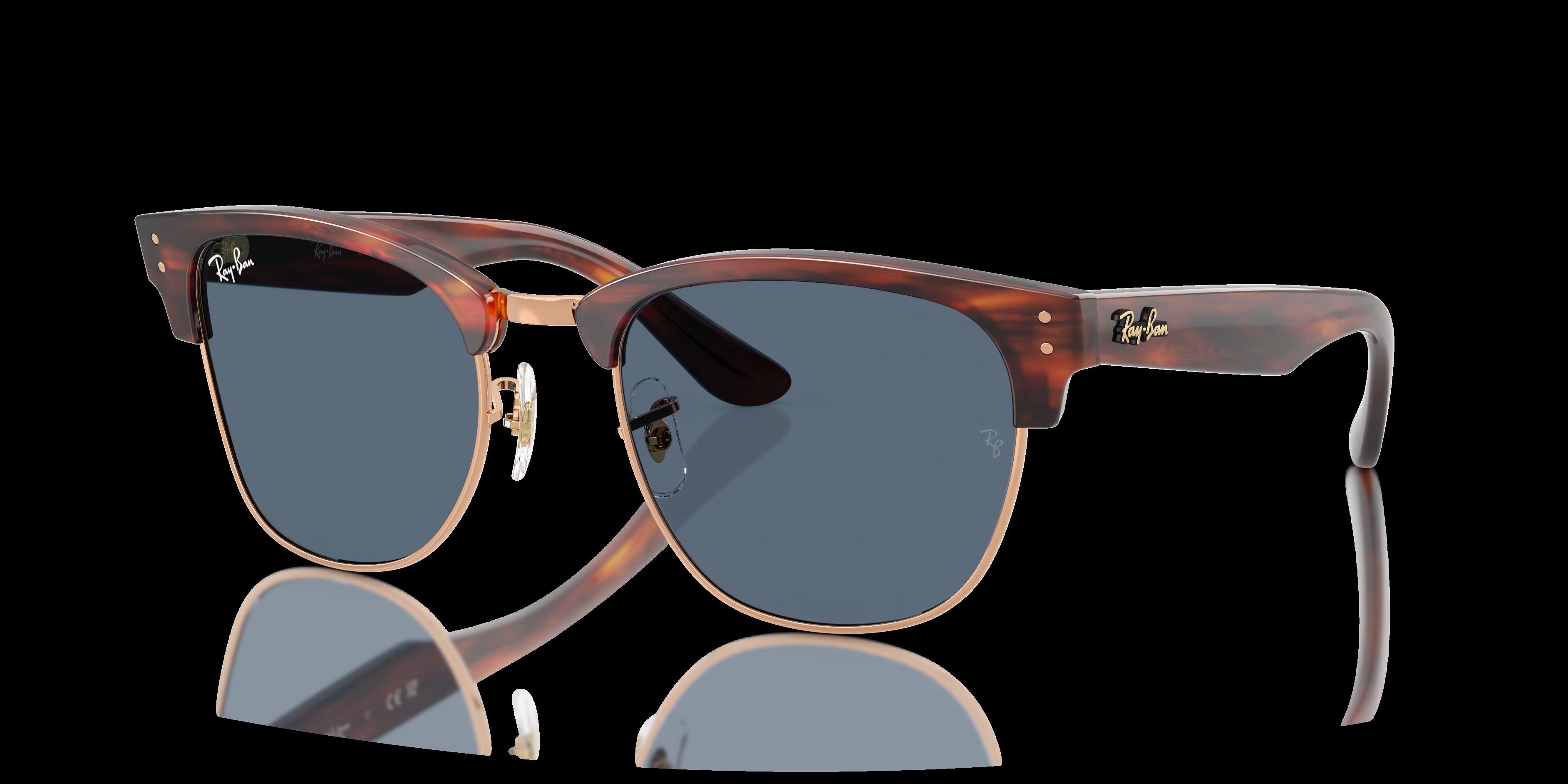Ray-Ban - RBR0504S Clubmaster Reverse - Striped Havana On Rose Gold